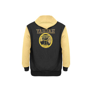 Yahuah-Tree of Life 02-03 Elect Men's Designer Fleece Lined Pullover Hoodie with White Hood Lining