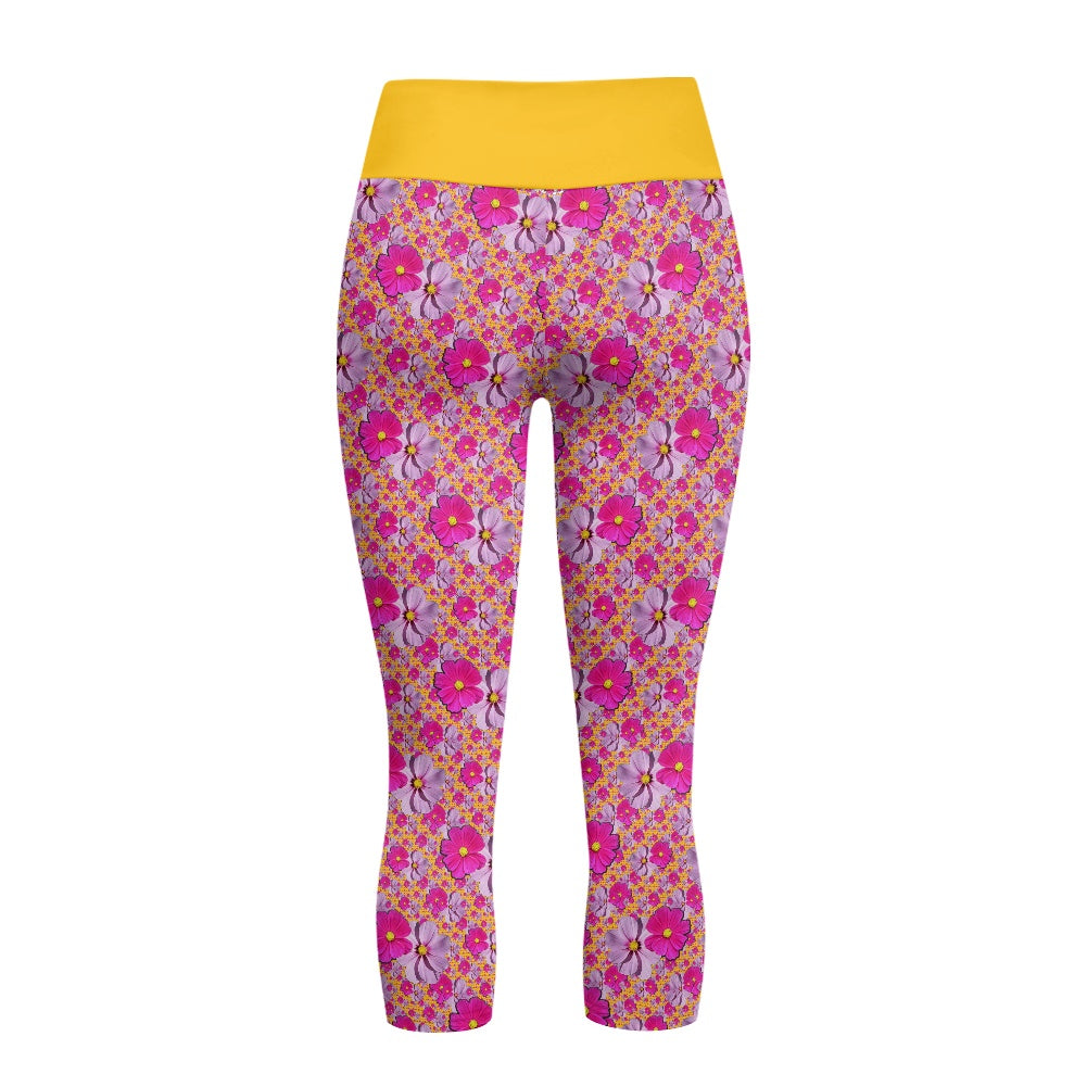 TRP Floral Print 05: Garden Cosmos Designer 7 Point Yoga Pants