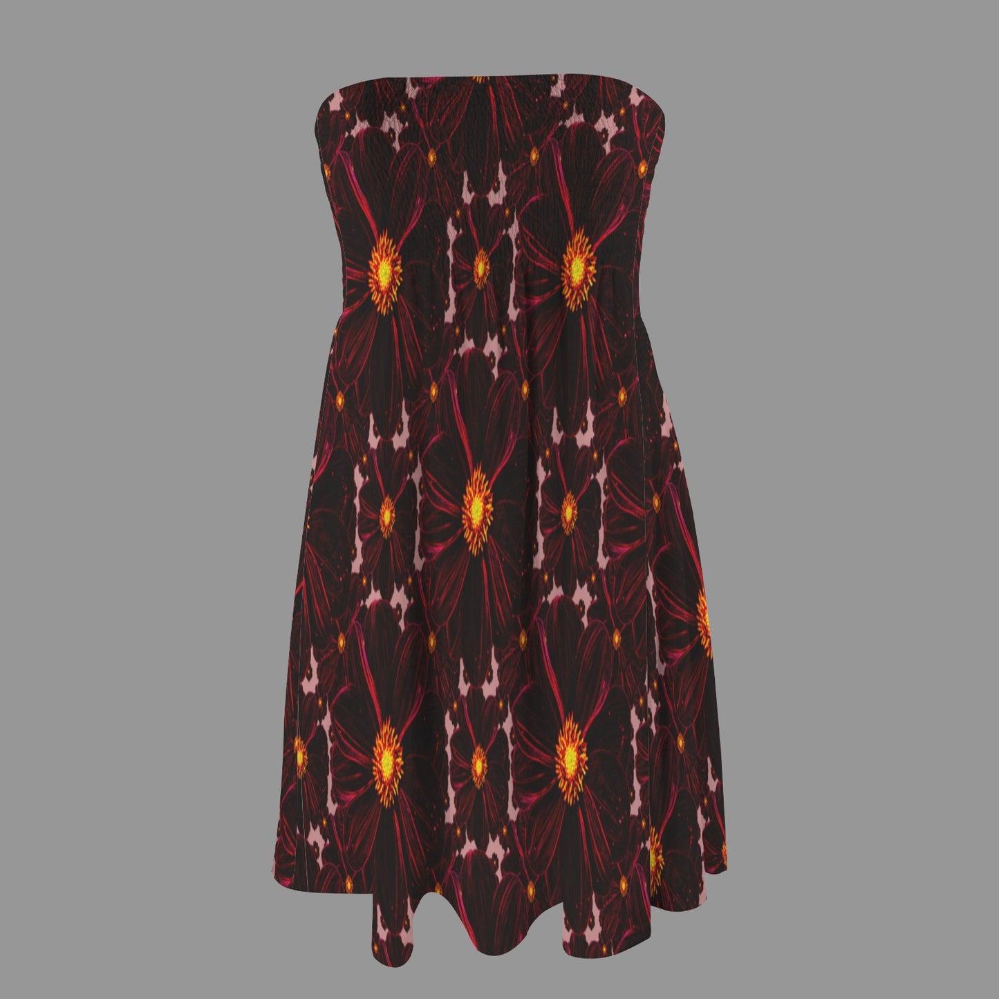 TRP Floral Print 02-03 Midnight Bishop of Aukland Dahlia Strapless Pleated Party Dress