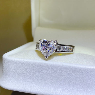 3 Carat Moissanite 925 Sterling Silver Heart Cut Solitaire Ring