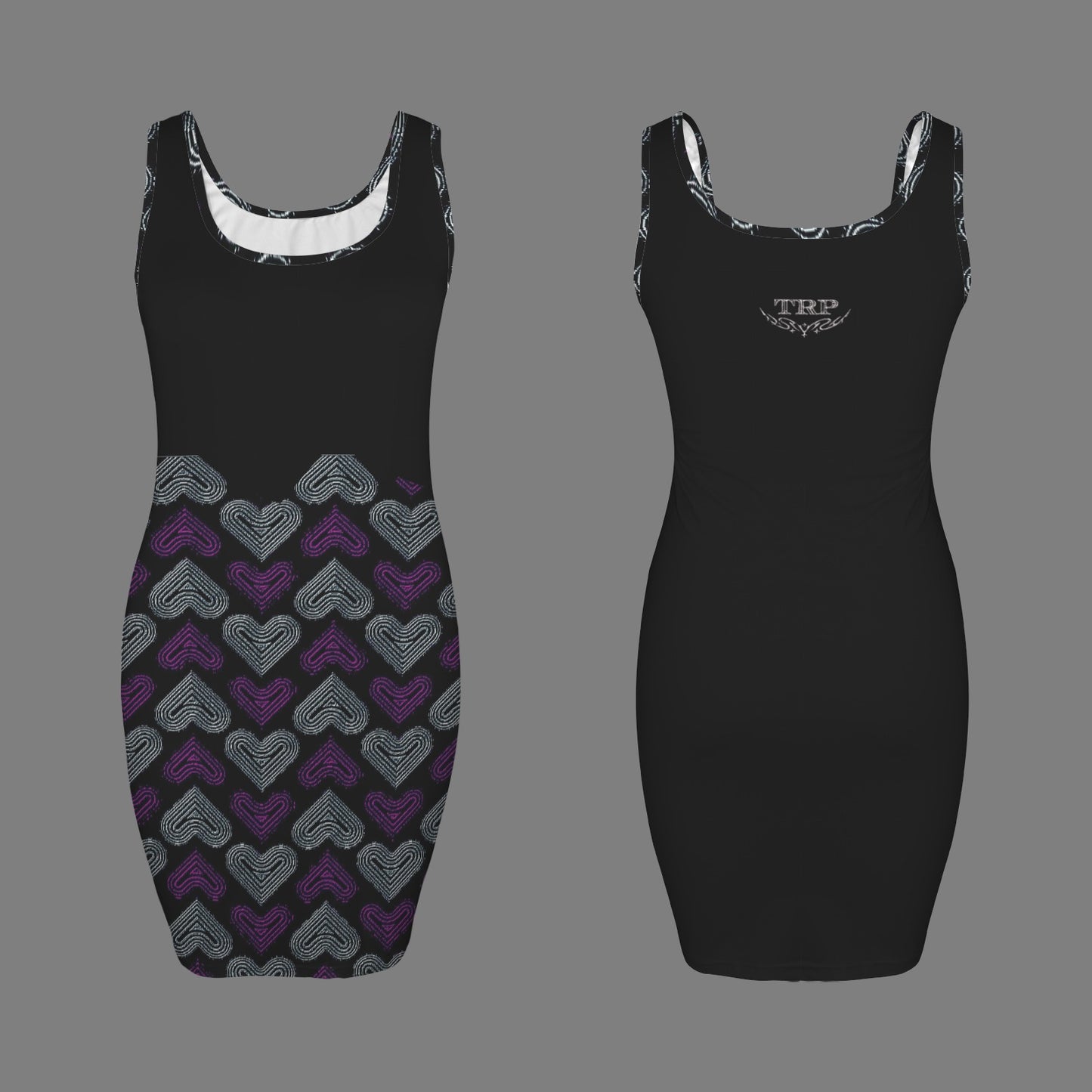 TRP Twisted Patterns 03: Chevron Hearts 01-01 Designer Sleeveless Bodycon Tank Midi Dress
