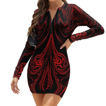 Load image into Gallery viewer, TRP Maze 01-01 Designer Half Zip Long Sleeve Bodycon Mini Dress