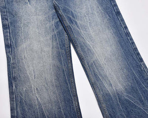 Distressed Washed Wide Leg Men Denim Jeans