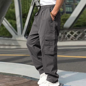 Solid Color Drawstring Mid Waist Male Cargo Sweatpants (4 colors)