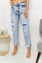 Load image into Gallery viewer, High Rise Cropped Distressed Straight Jeans