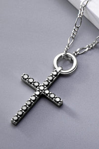 Moissanite Cross Pendant Platinum Plated Necklace