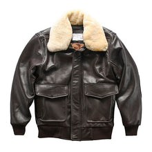 Load image into Gallery viewer, Sheepskin Leather Male Bomber Jacket Wool Collar