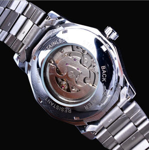 Blue Ocean Geometric Design Transparent Skeleton Dial Male Mechanical Watch