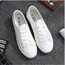 Load image into Gallery viewer, White Canvas Lady Tennis Shoes