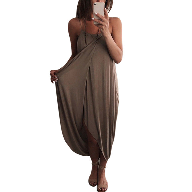 Airy Asymmetrical Sleeveless Maxi Dress