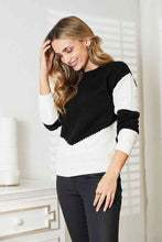 Load image into Gallery viewer, Woven Right Two Tone Openwork Rib Knit Sweater