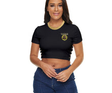 Load image into Gallery viewer, A-Team 01 Gold Designer Side Button Cropped T-shirt