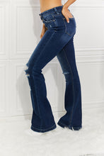 Load image into Gallery viewer, Button Fly High Waist Distressed Flared Jeans