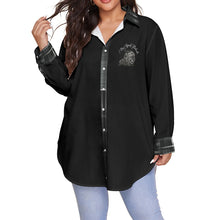 Load image into Gallery viewer, TRP Matrix 03 Designer Collared Long Sleeve Curved Hem Button Up Plus Size Blouse