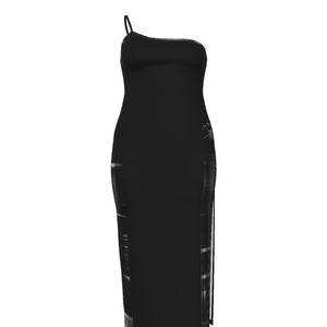 TRP Matrix 03 Designer Oblique Shoulder Exposure Side Split Plus Size Maxi Dress