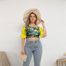 Load image into Gallery viewer, TRP Floral Print 01 Designer Cropped Off Shoulder Puff Sleeve Plus Size Top