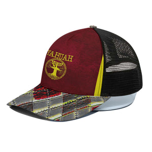Yahuah Logo 02-02 Designer Trucker Cap with Black Half Mesh