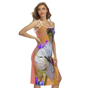 Insect Models: Beautiful Butterfles 01 Designer Criss Cross Back Cami Midi Dress