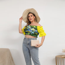 Load image into Gallery viewer, TRP Floral Print 01 Designer Cropped Off Shoulder Puff Sleeve Plus Size Top