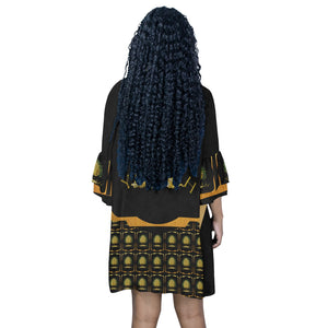 Yahuah-Tree of Life 03-01 Designer V-neck Half Sleeve Mini Dress