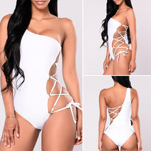 Load image into Gallery viewer, Lace Up One Shoulder Bodysuit