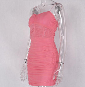 Strapless Pleated Suspender Lace Bodycon Mini Dress