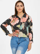Load image into Gallery viewer, Button Down Floral Print Long Sleeve Plus Size Blouse