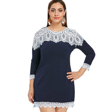 Load image into Gallery viewer, Lace Panel Long Sleeve Plus Size Mini Dress