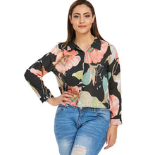 Load image into Gallery viewer, Button Down Floral Print Long Sleeve Plus Size Blouse