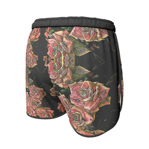 Floral Embosses: Roses 06-01 Ladies Designer Running Shorts