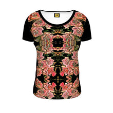 Load image into Gallery viewer, Floral Embosses: Roses 06-01 Ladies Designer Scoop Neck T-shirt