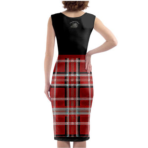 TRP Twisted Patterns 06: Digital Plaid 01-05A Designer Bodycon Midi Dress