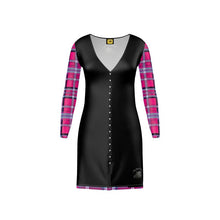 Load image into Gallery viewer, TRP Twisted Patterns 06: Digital Plaid 01-04A Designer V-neck Cardigan Mini Dress