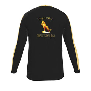 Yahusha-The Lion of Judah 01 Men's Designer V-neck Slim Fit Long Sleeve Jersey T-shirt