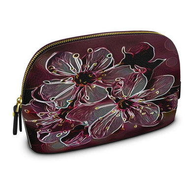 Floral Embosses: Pictorial Cherry Blossoms 01-04 Designer Premium Nappa Cosmetic Pouch