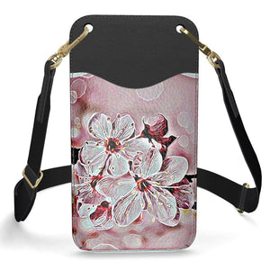 Floral Embosses: Pictorial Cherry Blossoms 01-03 Designer Leather Cardholder Phone Case with Strap (2 strap styles)
