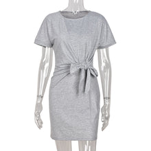 Load image into Gallery viewer, Round Neck Belted Short Sleeve Mini Dress