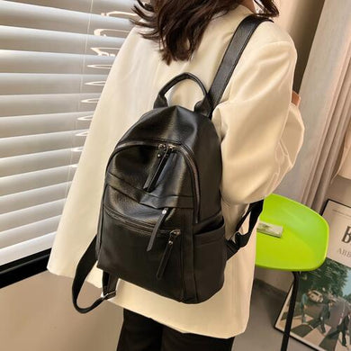 Medium Size PU Leather Backpack (Chocolate/Black)