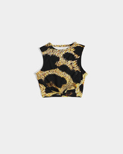 TRP Leopard Print 01 Designer Twist Front Cropped Sleeveless T-shirt