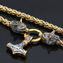 Load image into Gallery viewer, Stainless Steel Wolf Head Viking King Chain