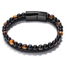 Load image into Gallery viewer, Volcanic Natural Stone Tiger Eye Beaded Cowhide Rope Agate Male Bracelet