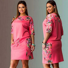 Load image into Gallery viewer, Half Sleeve Floral Print Plus Size Mini Dress