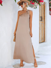 Load image into Gallery viewer, Solid One Shoulder Slit Maxi Dress