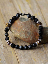 Load image into Gallery viewer, Natural Stone Beaded Bracelet (Caramel/Black)