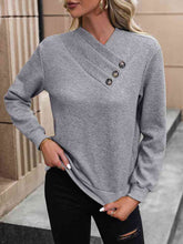 Load image into Gallery viewer, Asymmetrical Neck Long Sleeve Blouse
