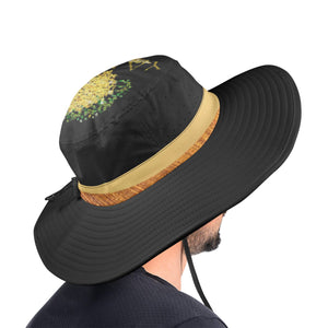 Yahuah-Tree of Life 03-01 Designer Wide Brim Bucket Hat with Drawstring