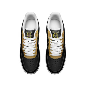 A-Team 01 Gold Low Top PU Leather Unisex Sneakers (White)