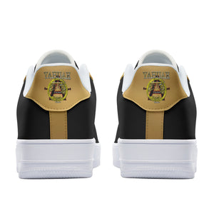 A-Team 01 Gold Low Top PU Leather Unisex Sneakers (White)