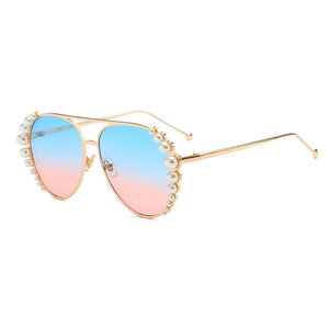 Personality Pearl Ocean Sheet Lady Sunglasses