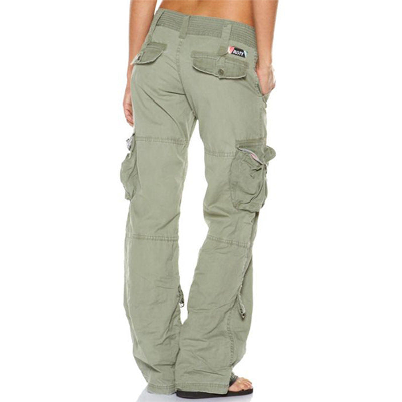 Retro French Mid Waist Loose Lady Cargo Pants (5 colors)